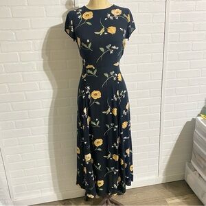URBAN OUTFITTERS Floral Black and Yellow summer Dress Size XS